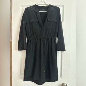 Mossimo Supply Co. Black Long Sleeve Drawstring Shirt Dress EUC